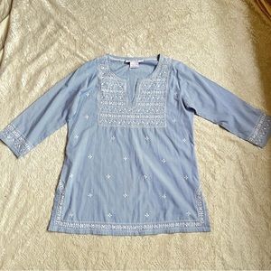 Gretchen Scott designs embroidered striped tunic